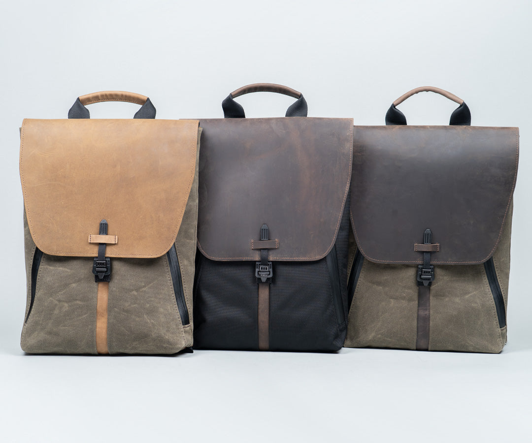 Three colorways with full-grain leather