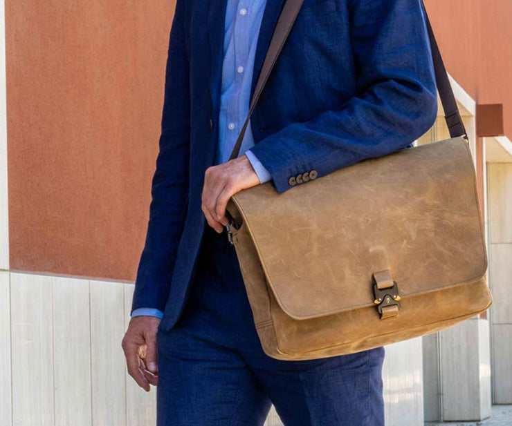 Leather Messenger Bag for Men & Women - Laptop Sized - Moonster Quality